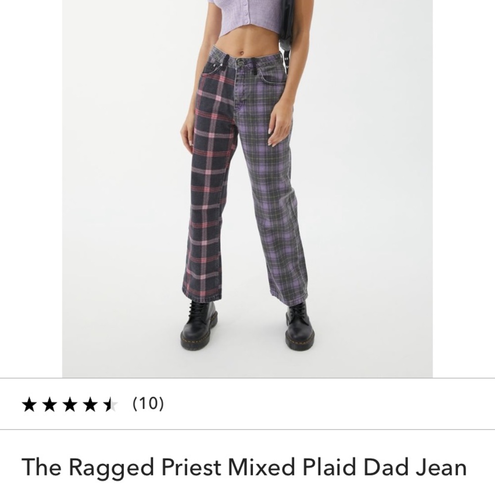 Ragged Priest Mixed plaid dad jean